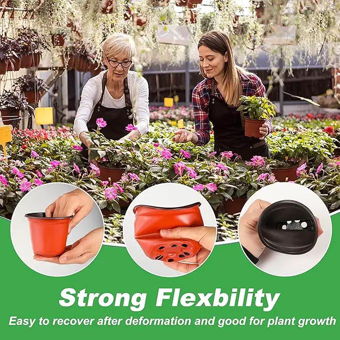 TDHDIKE 4" Small Plastic Plant Pots with 200 Red Seed Starting Pots for Indoor and Outdoor Planting by GreenHaven Gardens