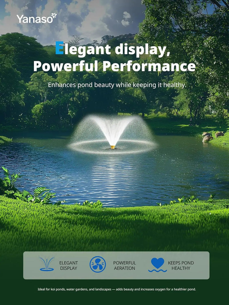 Pond Fountain Aerator Pump with Timer, 50ft Power Cord, 2 Spray Patterns, Energy-Efficient Water Circulation for Ponds & Lakes, Easy Installation by GreenHaven Gardens