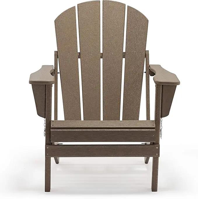 Westin Outdoors Laguna WO Home Outdoor Adirondack Folding Chair Lounger Seat Traditional Retro Home Furniture for Beach, Balcony, Backyard, Lawn, Patio, Pool, Deck, Garden (Weathered Wood) by GreenHaven Gardens