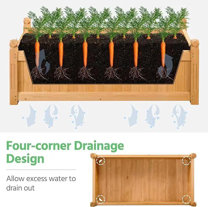 Yaheetech 46″ L × 23.5″ W × 16″ H Wooden Raised Garden Bed, Horticulture Wood Rectangular Garden Planter Outdoor, Raised Planter Box for Yard/Greenhouse/Vegetable/Flower/Herbs, Light Brown by GreenHaven Gardens