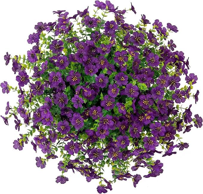 Artificial Fake Hanging Plants Flowers with Basket Outdoor Decor Faux Silk Dasiy Flower Arrangements in Pot Planter for Porch Home Indoor Patio Garden Yard Decoration by GreenHaven Gardens
