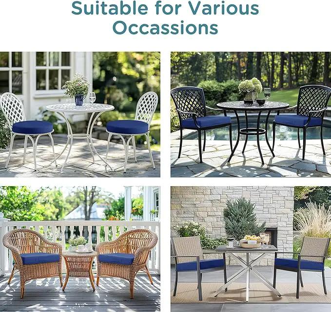 Codi Outdoor Seat Cushions for Patio Furniture 22x22 Inch, Waterproof Chair Cushion with Handles & Adjustable Straps, Fade Resistant - Set of 2, Navy Blue by GreenHaven Gardens