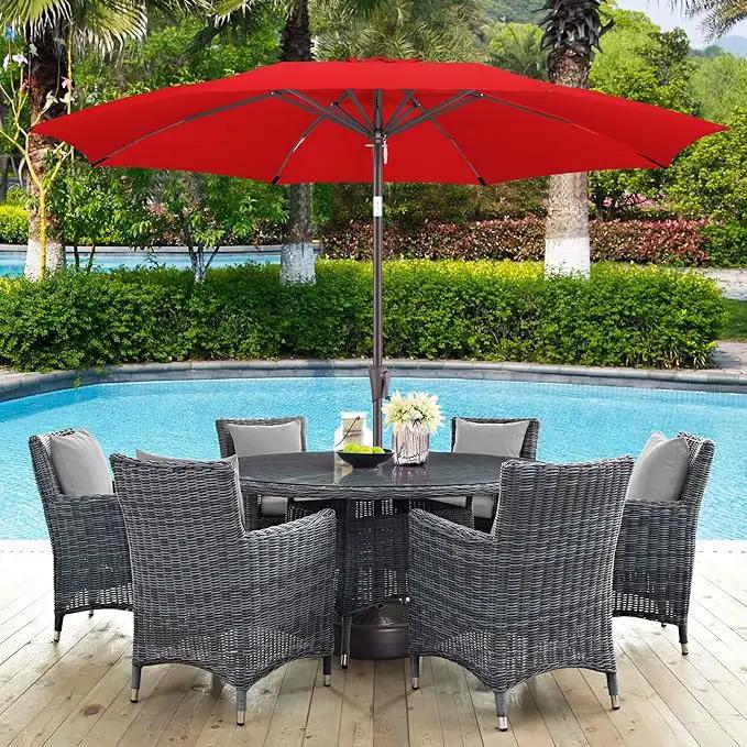 10ft Outdoor Patio Umbrella - Table Umbrella Waterprool UV Protection, Sombrillas de Patio with Push Button Tilt&Crank, Sun Umbrella for Pool, Porch, Garden, Deck, Backyard(Red) by GreenHaven Gardens