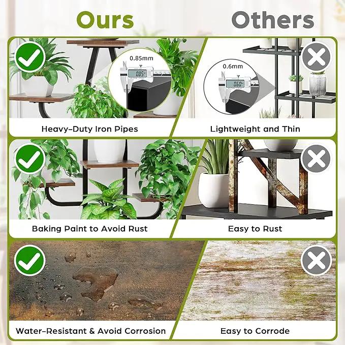 Indoor Plant Stand with Grow Light - 8 Tier Plant Shelf indoor, 43" Corner Stand with Multiple Tiers, Cactus Flower Holder for Living Room, Patio, Hallway by GreenHaven Gardens