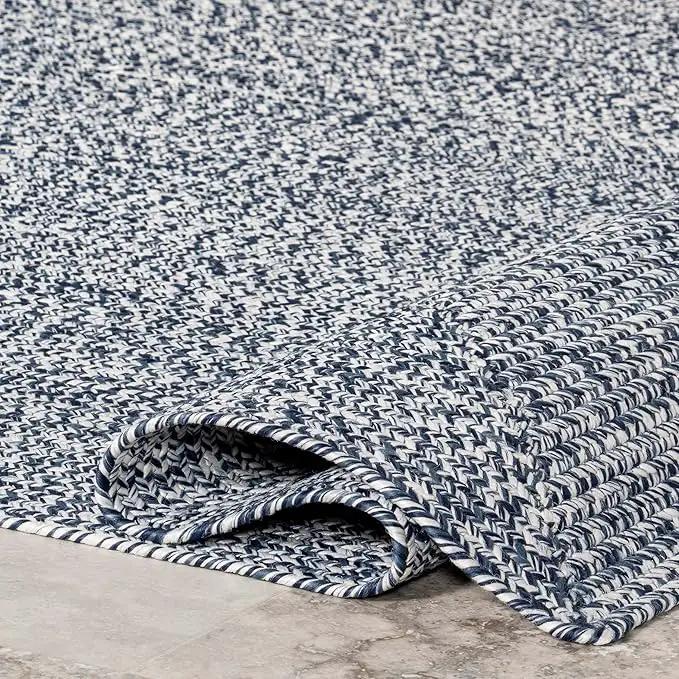 nuLOOM 8' x 10' Solid Hand Braided Indoor/Outdoor Area Rug, Pet-Friendly, High Traffic, Weather Resistant, for Patio, Balcony, Bedroom, Living, Dining Room, Wynn Navy by GreenHaven Gardens