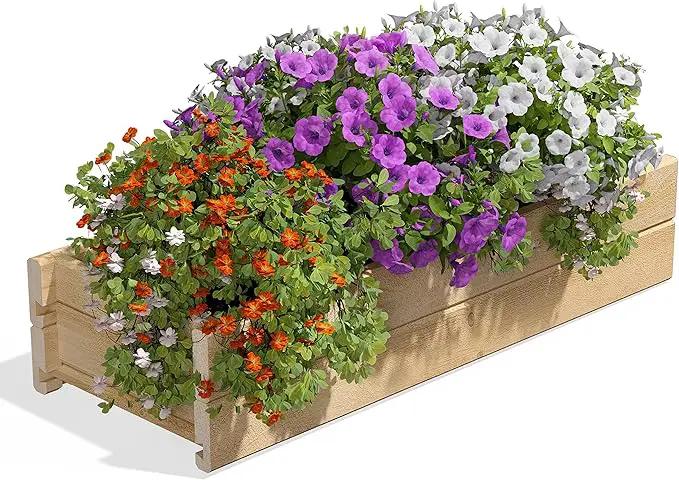 Greenes Fence Cedar Wood Planter Box with Wall Mount Brackets, 32" x 11" x 7" - Made in USA with North American Cedar by GreenHaven Gardens