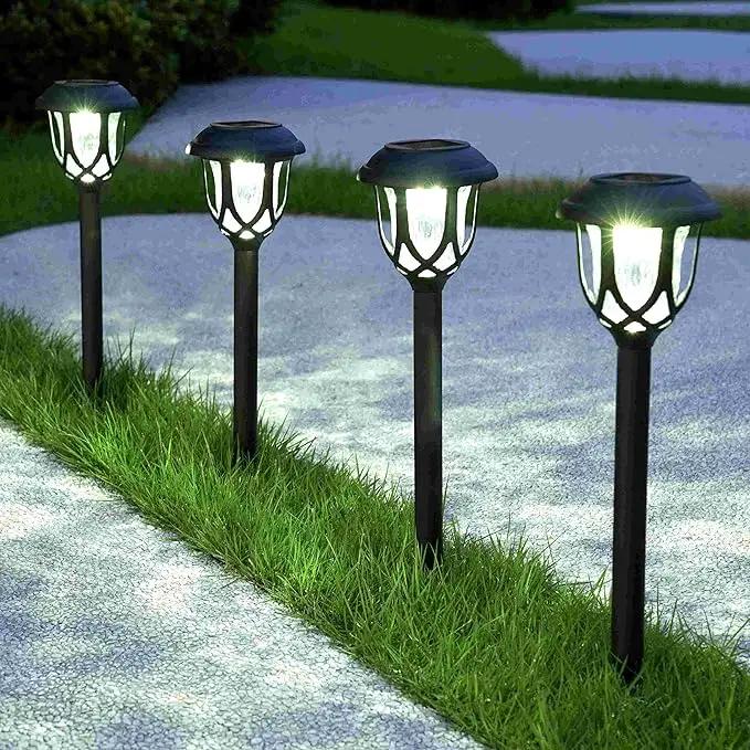 10 Pack Solar Lights Outdoor Decorative, Solar Pathway Lights Outdoor, Solar Powered Garden Yard Lights for Walkway Sidewalk Driveway. (Black, Cool White) by GreenHaven Gardens