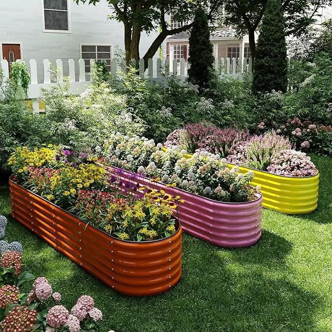 Galvanized Metal Planter Raised Garden Bed Kit for Gardening Outdoor，8x2x1ft Planter Grow Garden Box Raised Flower Bed，Long Vegetable Clearance Herb Raised Garden Beds for Gardening by GreenHaven Gardens