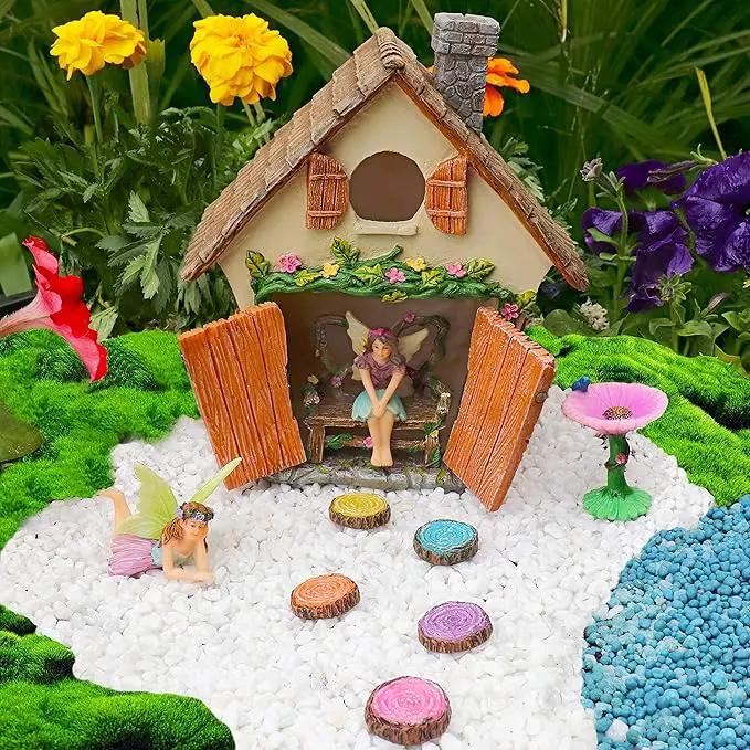 Meadow & Oak Fairy House Kit, Outdoor Fairy Garden Kit for Kids & Adults, Fairy Garden House with Doors That Open & Fairy Garden Accessories, Magical Fairy Garden Set Includes Adorable Accessories by GreenHaven Gardens