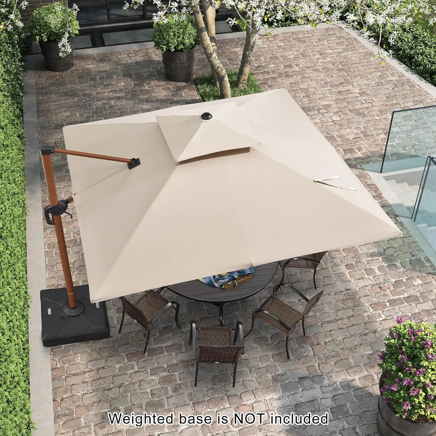 PURPLE LEAF 10ft Patio Umbrella Outdoor Square Umbrellas Large Cantilever Umbrella Windproof Offset Umbrellas Heavy Duty Sun Umbrella for Garden Deck Pool Patio, Beige by GreenHaven Gardens