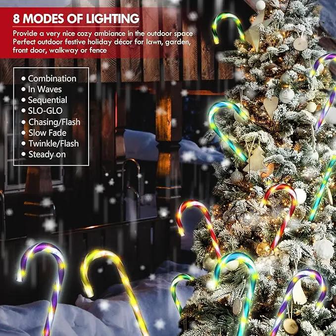WeGuard 10PK Christmas Candy Cane Pathway Lights Outdoor Decorations 21" 8 Lighting Modes Flashing Waterproof Outdoor Lighted Christmas Decor for Garden Yard by GreenHaven Gardens