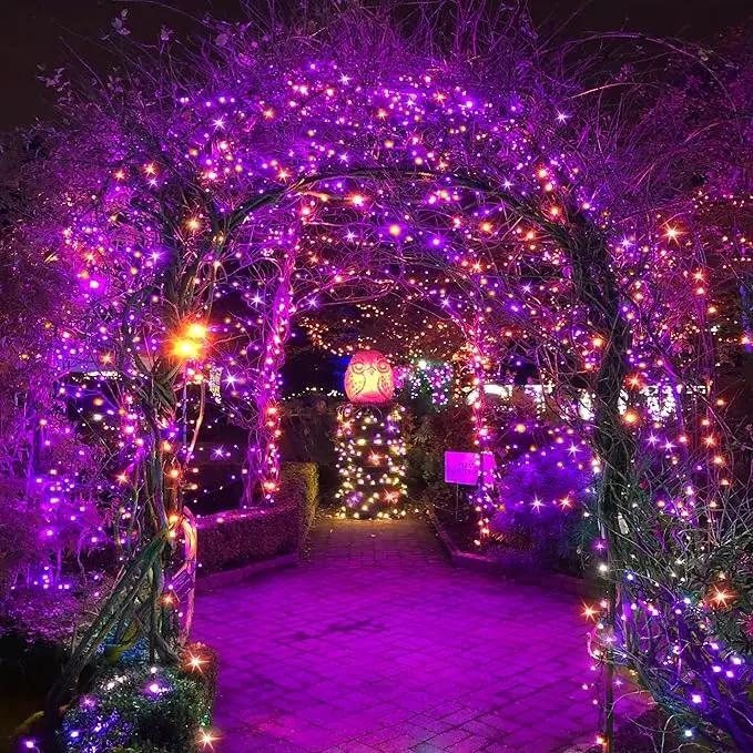 Halloween 300 LED String Lights,105FT String Lights with 8 Modes&Timer Function, Purple and Orange Halloween Lights Plug in for Party Carnival Supplies, Outdoor/Indoor Yard Garden Decor by GreenHaven Gardens