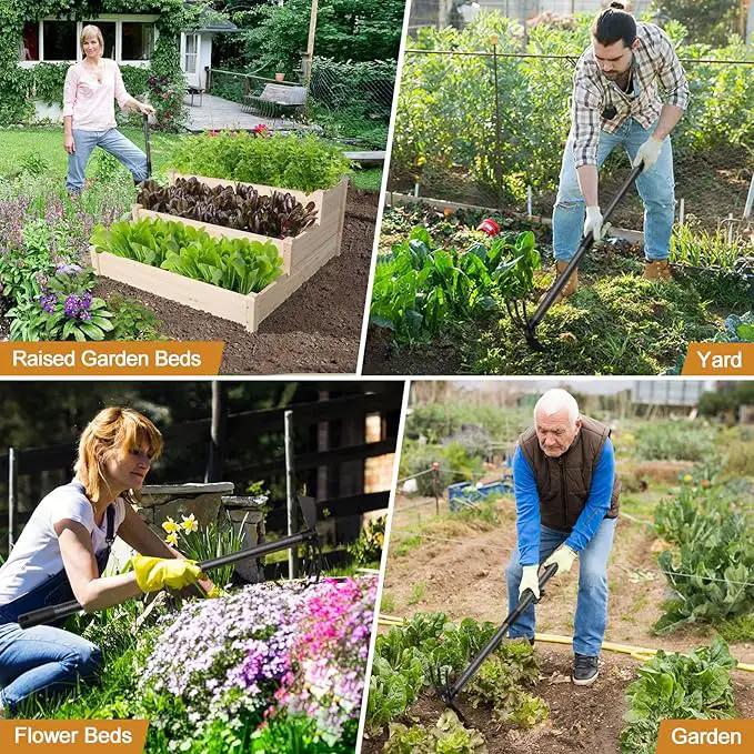 Garden Hoe Tool, 2-in-1 Heavy Duty Dual-Head Weeding Tool, 45" Adjustable Long Handle Cultivator for Weeding, Tilling, Lawn Yard Flower Bed Gardening Tool by GreenHaven Gardens
