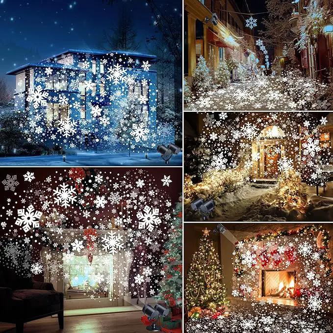 Snowflake Christmas Projector, LED Snow Lamp with Timer for Indoor/Outdoor Decor by GreenHaven Gardens