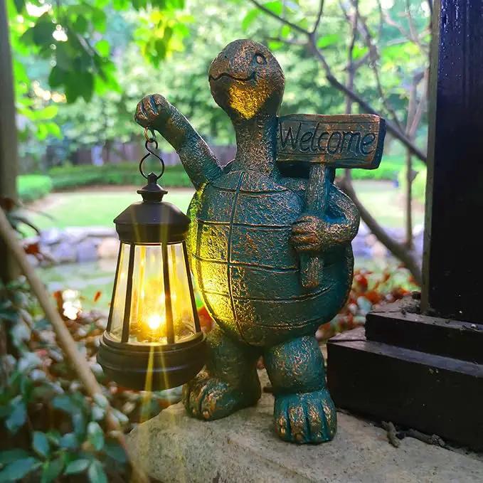 JOYBEE Garden Statues Turtle with Solar Lantern Outdoor Decor-Turtle Solar Figurines Lights Decorations for Patio Yard Lawn Ornaments-Gifts for Birthday Easter Housewarming by GreenHaven Gardens