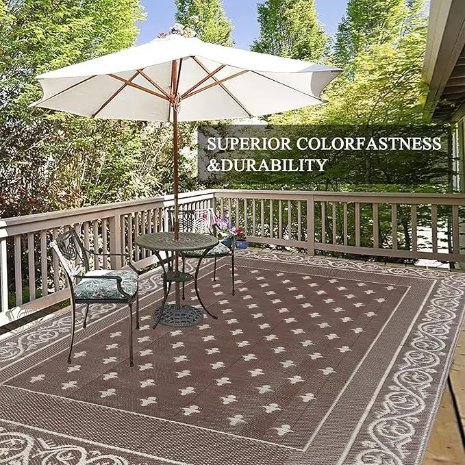Pauwer 9'x12' Reversible Outdoor Rug, Waterproof Plastic Straw Area Rug for Patios, RV Mat, Camping, Picnic, Beach, Balcony, Pet Friendly, Lightweight by GreenHaven Gardens