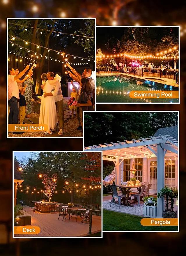 Brightown Outdoor String Lights - Connectable Dimmable LED Patio String Lights with G40 Globe Plastic Bulbs, All Weatherproof Hanging Lights for Outside Backyard Porch (50 ft - 25 LED Bulbs) by GreenHaven Gardens