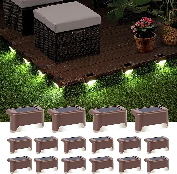 GIGALUMI Solar Deck Lights Outdoor, 16 Pack Waterproof LED Solar Lights for Stairs, Step, Fence, Railing, Yard and Patio (Cool White) by GreenHaven Gardens