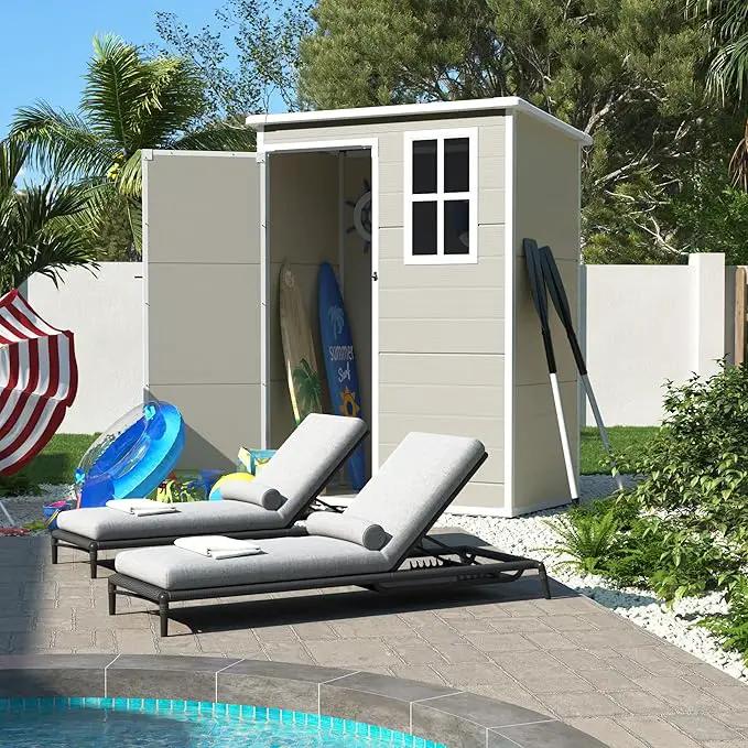UDPATIO Outdoor Storage Shed 5x3 FT, Plastic Garden Shed for Bike, Garbage Can, Tool, Outside Sheds & Outdoor Resin Shed with Lockable Door for Backyard, Patio, Lawn, Sandstone by GreenHaven Gardens