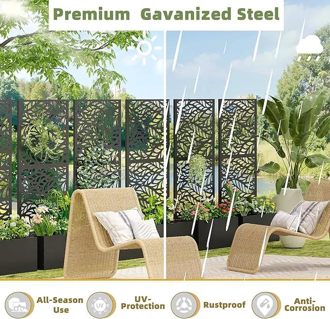 Casaphoria Metal Raised Garden Bed with Trellis, 59"x30"x12" Planter Box for Climbing Plants, Vegetables & Vines, Features Drainage Holes and Privacy Screen (Black-Spring)
