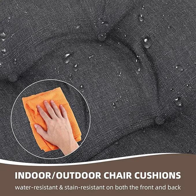 RACE LEAF 4 Pack Patio Chair Cushions 17x17 Inch, Thickened Waterproof Cushions with Stain Resistant Cover and Non-Slip Ties for Patio Furniture (Gray) by GreenHaven Gardens