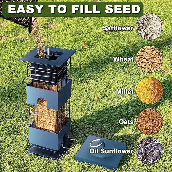 Bird Feeder 3LBS Metal Anti-Squirrel Wild Birdseed Feeder for Finch Cardinal Blue Jay Outdoors Hanging (Blue) by GreenHaven Gardens