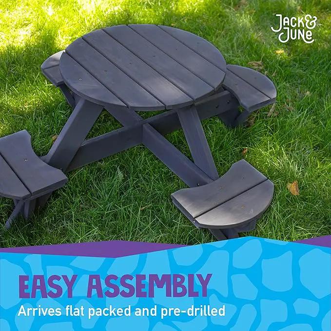 Jack & June Circular Cedar Picnic Table – 100% Cedar Wood – Weather Resistant – Perfect for Outdoor Dining and Entertaining by GreenHaven Gardens