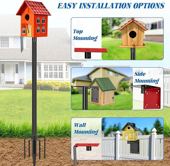 Ottsuls Bird Feeder Pole, 76 Inch Heavy Duty Bird House Pole Kit for Outdoors, with Wooden Board, 5-Prong Base Feeding Station for Wild Birds Watching, Adjustable Feeder Stand (House Not Included) by GreenHaven Gardens