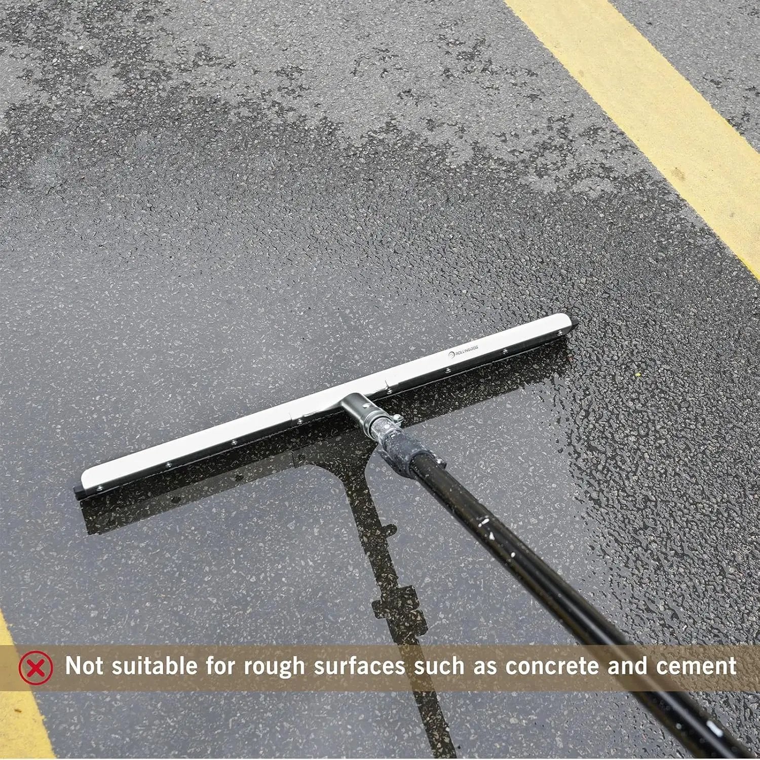 ROLLINGDOG 24" Rubber Floor Squeegee Attachable Extension Pole with 1/4" Non-Marking Blade for Concrete and Large Floor,Garage,Warehouse Cleaning by GreenHaven Gardens