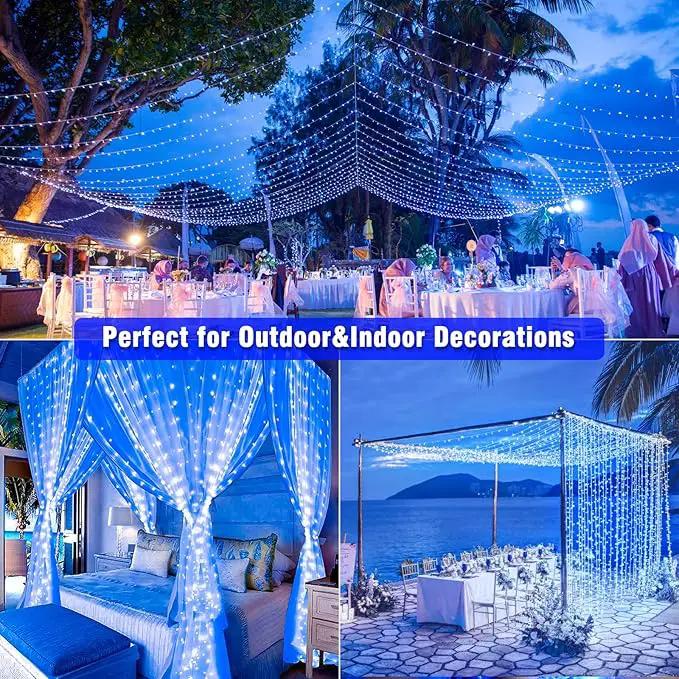 66ft 200 LED Christmas Lights Outdoor - 8 Modes Christmas String Lights Clear Wire with Time Memory, Waterproof Plug in Fairy String Lights for Indoor Outdoor Home Party Garden Decoration, Blue by GreenHaven Gardens