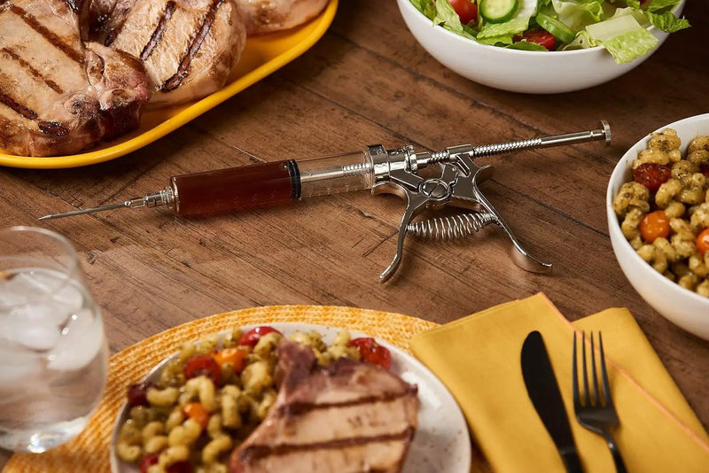 J&B Goods Professional Automatic BBQ Meat Marinade Injector Gun Kit with Case, 2 oz Large Capacity Barrel and 4 Commercial Grade Marinade Needles. by GreenHaven Gardens