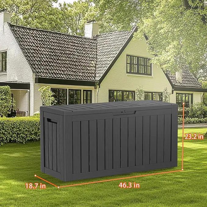 DRATO 80 Gallon Deck Box, Outdoor Storage Box for Patio Furniture, Patio Cushions, Gardening Tools, Pool Supplies 480lbs Weight Capacity,Waterproof Resin Storage Boxes by GreenHaven Gardens