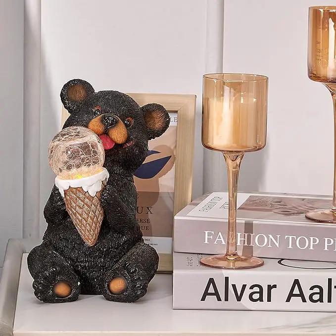 The Roo - Black Bear Solar Light Figurine - Outdoor Waterproof Garden Statue - Animal Garden Decor Light - Solar Lantern for Outside - Housewarming Gifts - Patio, Yard, and Lawn by GreenHaven Gardens
