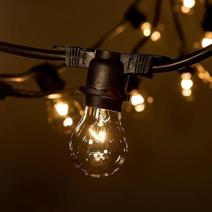 Hometown Evolution, Inc. E26 Commercial String Lights with 16 Gauge Wire (50 Foot 25 Socket, A15 15 Watt Clear Bulbs) by GreenHaven Gardens