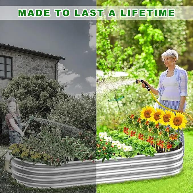 2 Pcs 7 x 3 x 1 FT Galvanized Steel Raised Garden Bed, Large Galvanized Steel Outdoor planter box for for Easy to DIY and clean - Raised Garden Beds outdoor for backyards, terraces and balconies by GreenHaven Gardens