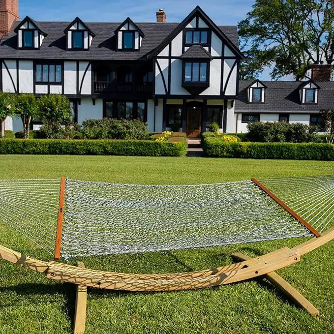 Original Pawleys Island Large Green Oatmeal Heirloom Tweed DURACORD® Rope Hammock with Extension Chains & Tree Hooks, Handcrafted in The USA, 450 LB Weight Capacity, 13 ft. x 55 in. by GreenHaven Gardens