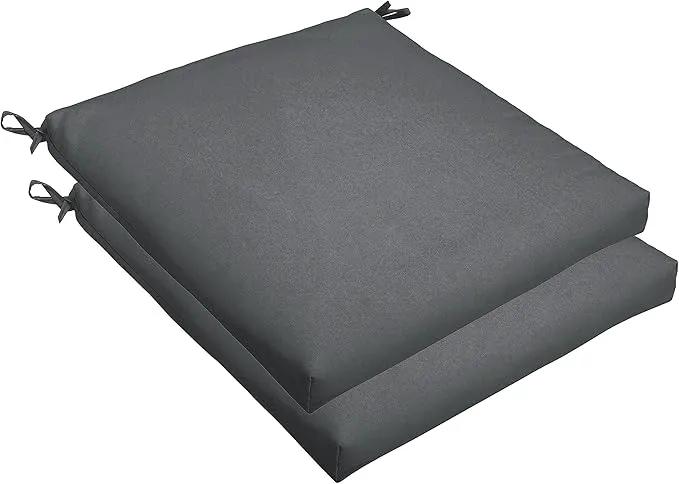 Sorra Home Sunbrella Bristol Square Chair Cushion (Set of 2) - Fade & Water Resistant, Outdoor & Indoor Patio Seat Cushion with Plush Foam - Canvas Charcoal (20" x 20" x 2.5") by GreenHaven Gardens