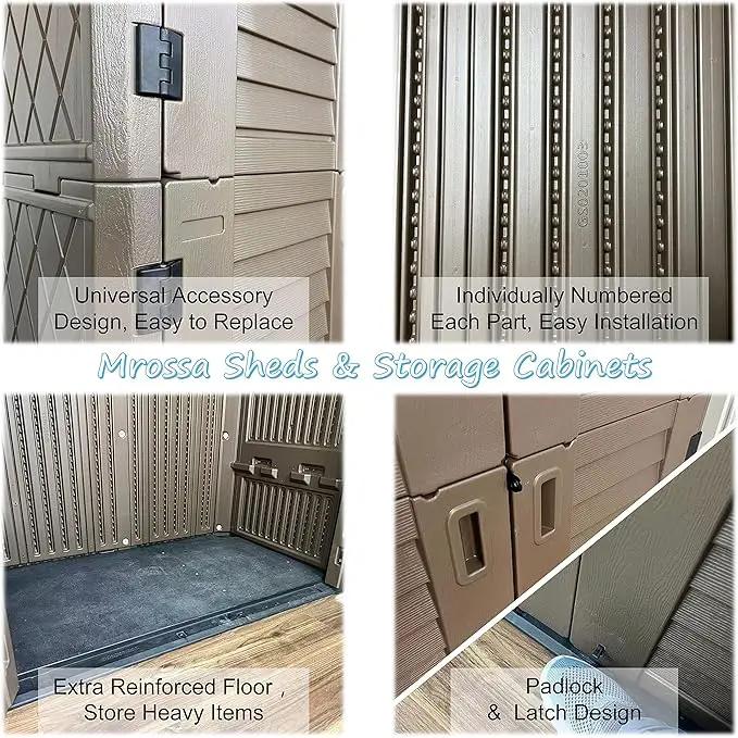 Sheds & Outdoor Storage, 52 Cu.ft Vertical Storage with Floor, Cabinet Waterproof for Garage Pool Bike Shed, Garden , Coffee Brown by GreenHaven Gardens