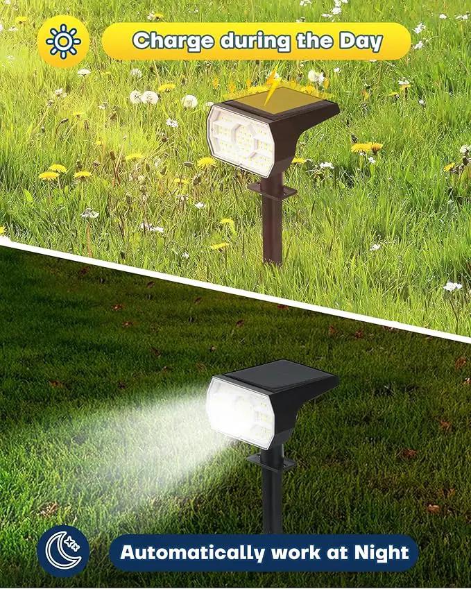 Kaxiida Solar Lights Outdoor Waterproof IP68, 3 Lighting Models Solar Powered Spot Lights Outdoor, 56LED Light Dusk to Dawn for Yard Patio Garden Pathway Landscape Lighting by GreenHaven Gardens