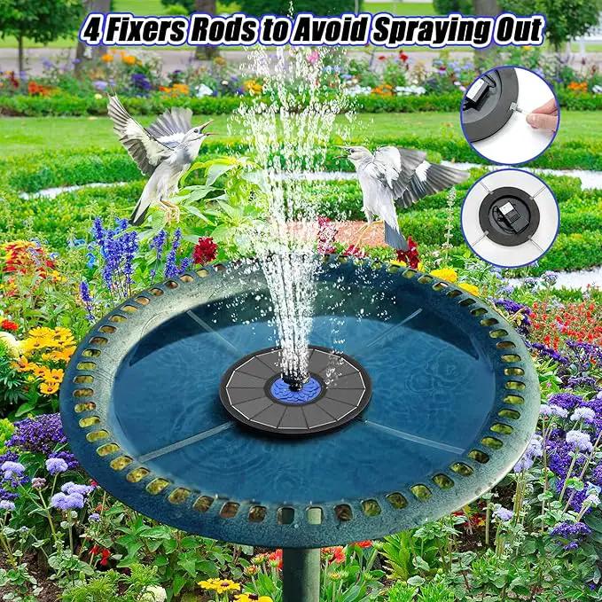 SZMP Solar Fountain Upgrade, 3.5W Solar Powered Bird Bath Fountains with Flower, Outdoor Water Feature Solar Pump with 7-in-1 Nozzles, 4 Fixed Pipes for Humingbirds, Garden, Pool, Pond, and Fish Tank by GreenHaven Gardens