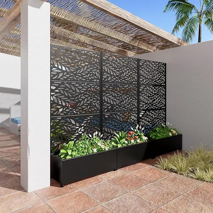 Casaphoria Metal Raised Garden Bed with Trellis and Wheels, 72"x35"x16" Planter Box for Climbing Plants, Vegetables & Vines, Features Drainage Holes and Privacy Screen (Black-Spring) by GreenHaven Gardens