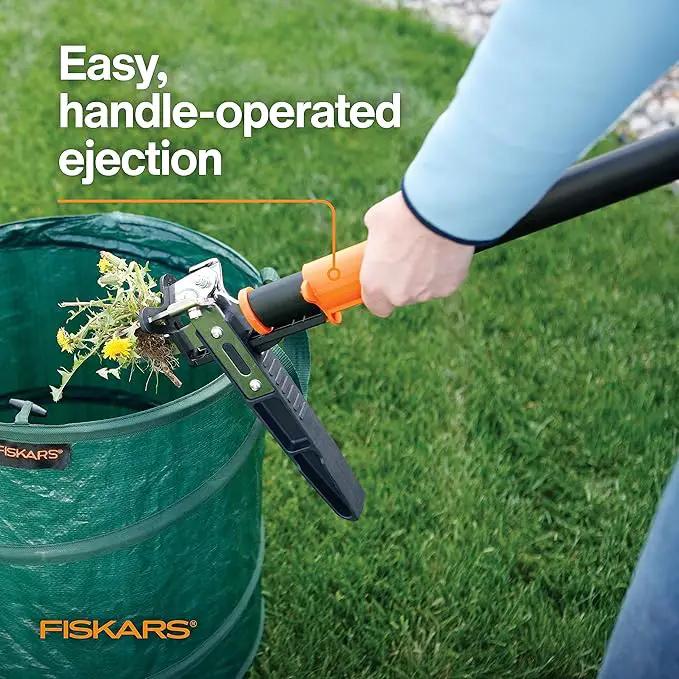 Fiskars 3-Claw Stand Up Weed Puller Tool, Gardening Hand Weeding Tool with 39" Long Ergonomic Handle with Easy-Eject Mechanism by GreenHaven Gardens