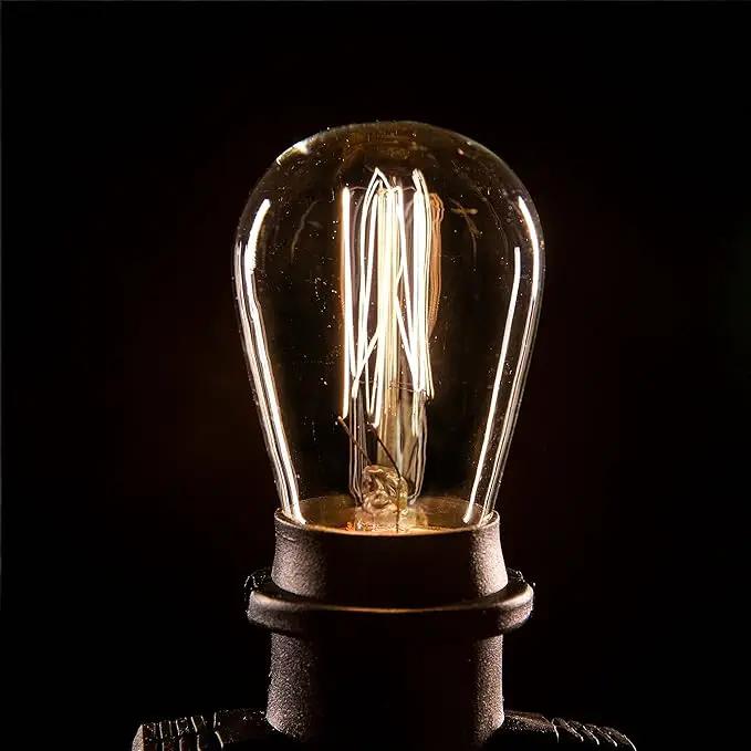 Hometown Evolution, Inc. 50 Foot E26 Commercial Edison Bulb String Lights with 25 Suspended Sockets and S14 Lantern Edison 11 Watt Bulbs by GreenHaven Gardens