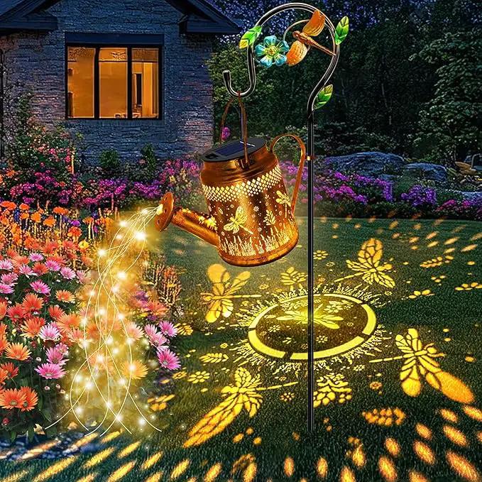 Solar Powered Dragonfly Watering Can Lights Waterproof Outdoor Garden Decor with Shepherd Hook, Hanging Patio Lights for Yard, Porch, Backyard Perfect Gardening & Birthday Gift for Women, Mom, Grandma by GreenHaven Gardens