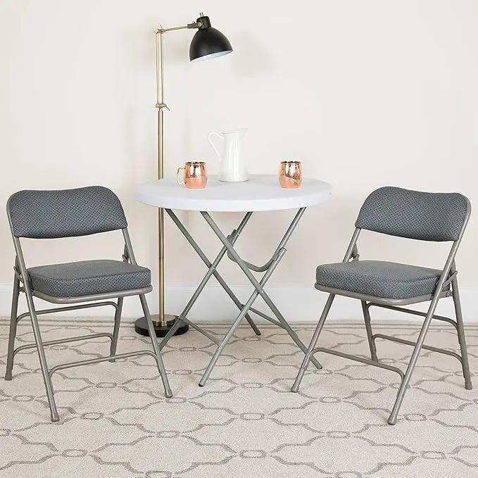 Flash Furniture Hercules Series Metal Folding Chairs with Cushioned Seat, Fabric Upholstered Event Chairs with 300-lb. Static Weight Capacity, Set of 4, Gray by GreenHaven Gardens