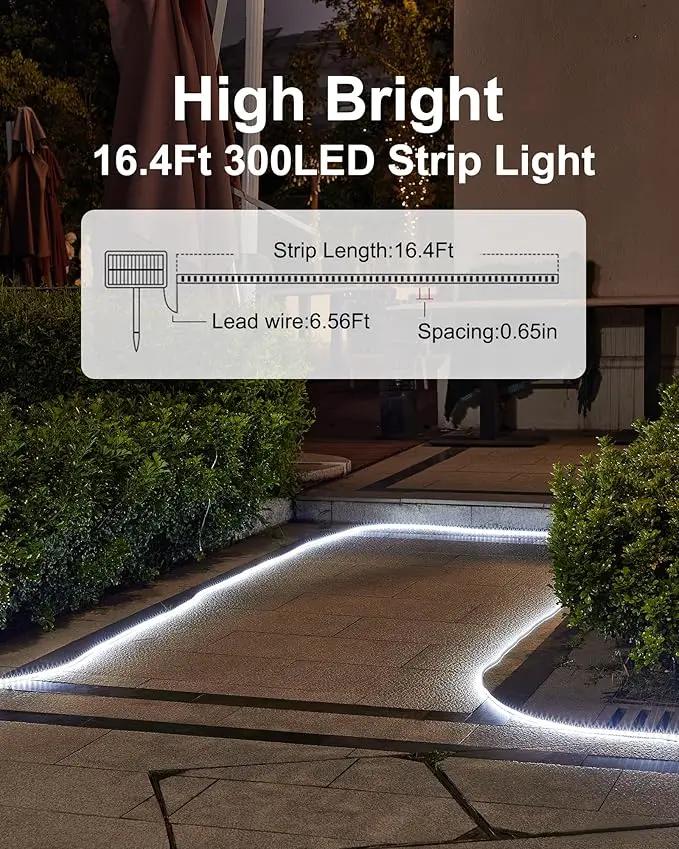 LUHLEE Solar LED Strip Lights, Upgrade Outdoor Rope Lights 8 Lighting Modes,IP65 Waterproof String Lights for Patio Yard Deck Porch Balcony Garden (White, 16.4 ft) by GreenHaven Gardens