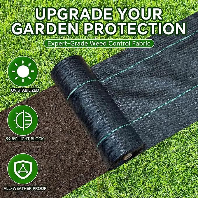 Weed Barrier Landscape Fabric Heavy Duty,3.2 OZ Premium Garden Weed Blocker Fabric for Weed Control, Plastic Ground Cover with Woven Weed Cloth,Durable Landscaping Fabric (1.4ft x 50ft) by GreenHaven Gardens