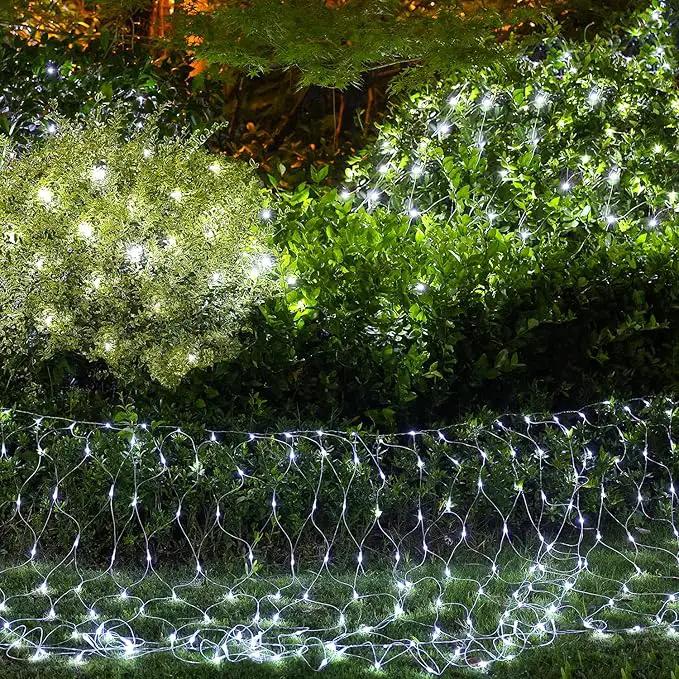 White Net Lights for Bushes - 360 LED Christmas Net Lights Plug in with Remote, 12 x 5ft Extendable 8 Modes Christmas Net Lights Waterproof for Gazebo Lawn Wedding Patio Garden Bush Tree Decoration by GreenHaven Gardens