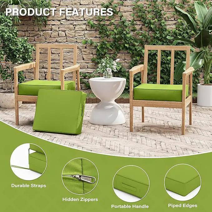 Patio Chair Cushions 18.5 X 16 X 4 Inch Waterproof Outdoor Seat Cushions for Patio Furniture, Outdoor Sofa Couch Pads with Ties & Handle, Set of 2, Grass Green by GreenHaven Gardens