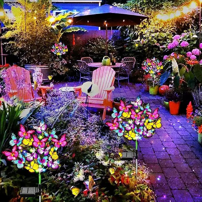 Solar Garden Lights Outdoor Waterproof Solar Lights 2 Pack with New Upgraded 72 LED 34 Butterfly Outdoor Solar Lights for Yard Outside Garden Pathway Decor Gifts for Womens Mother's Day by GreenHaven Gardens